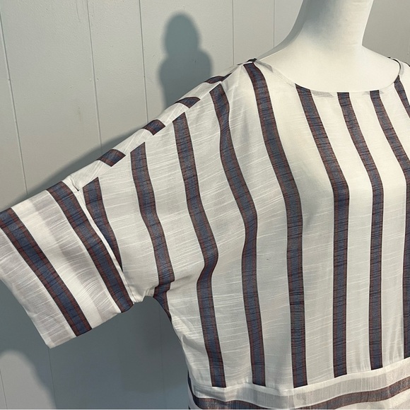 Banana Republic Blouse Striped Lightweight Sheer Oversized Pullover … - Picture 4 of 13
